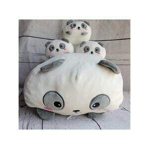 Panda Bear Mommy & 3 Babies 14in Plush Zippered Pouch Cubs Pillow PJ Keeper